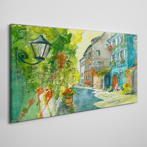 A charming street in color Print on canvas