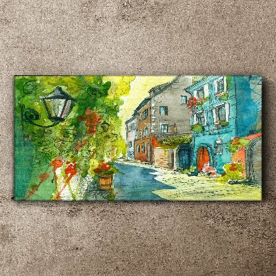 A charming street in color Print on canvas