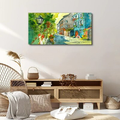 A charming street in color Print on canvas