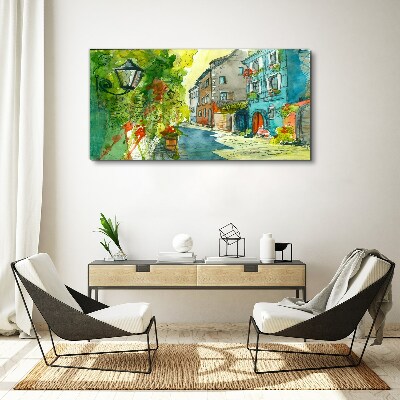 A charming street in color Print on canvas