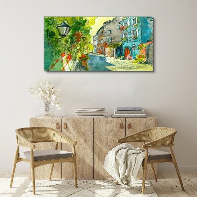 A charming street in color Print on canvas