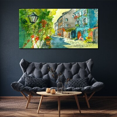 A charming street in color Print on canvas