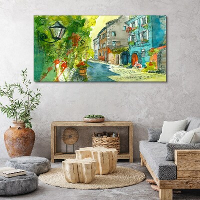 A charming street in color Print on canvas