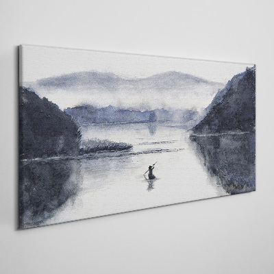 A quiet morning by the lake Canvas wall art