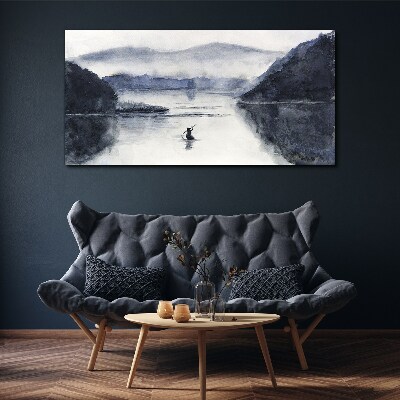A quiet morning by the lake Canvas wall art