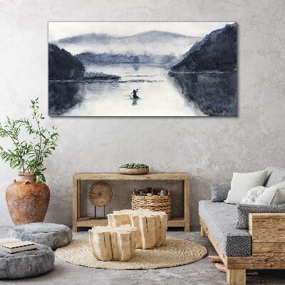 A quiet morning by the lake Canvas wall art