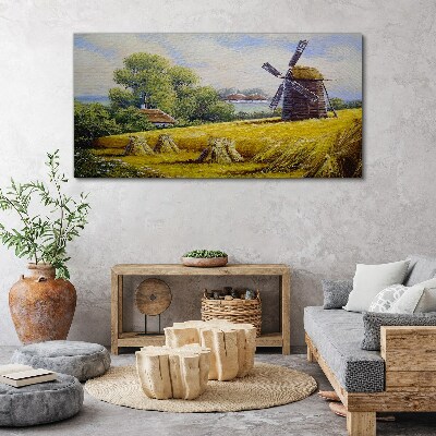 Painting mill village hut Canvas print