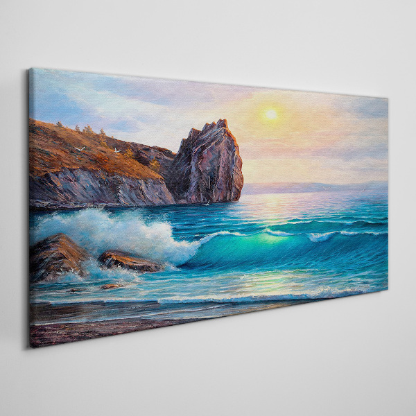 Calm sea at sunset Canvas wall art