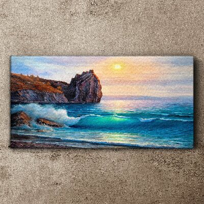 Calm sea at sunset Canvas wall art