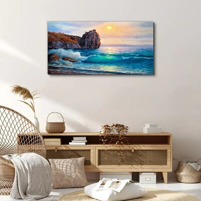 Calm sea at sunset Canvas wall art