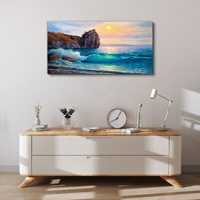 Calm sea at sunset Canvas wall art