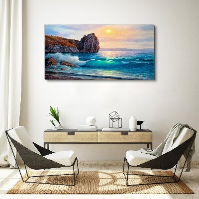 Calm sea at sunset Canvas wall art
