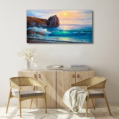 Calm sea at sunset Canvas wall art