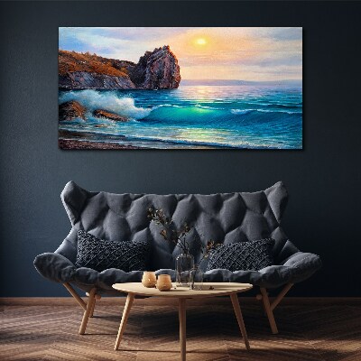 Calm sea at sunset Canvas wall art