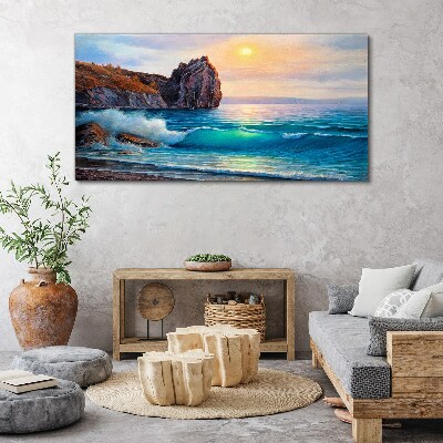Calm sea at sunset Canvas wall art