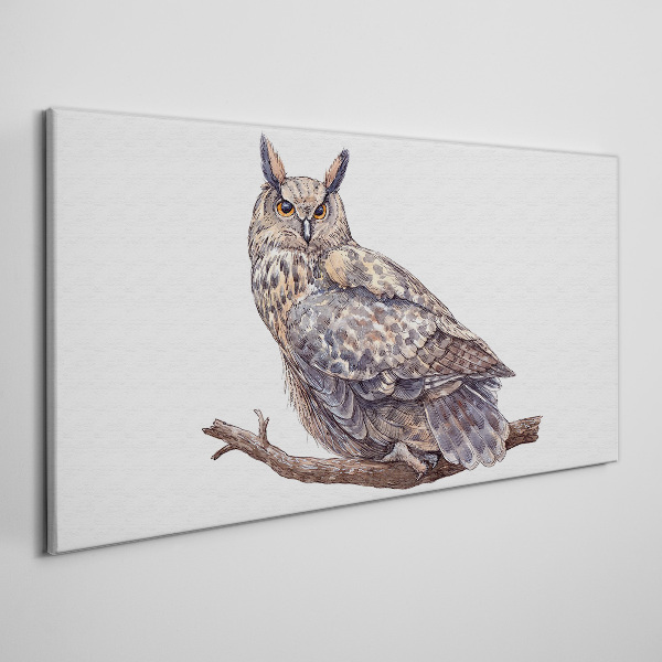 Owl on a branch Print on canvas