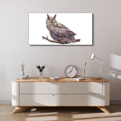 Owl on a branch Print on canvas