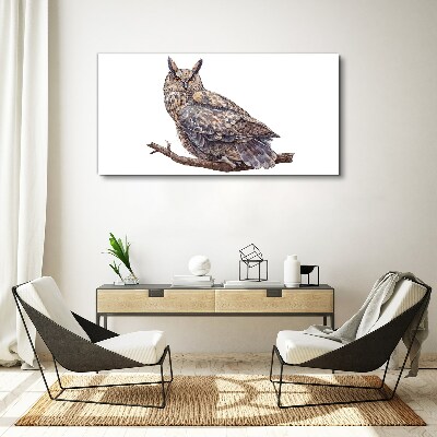 Owl on a branch Print on canvas
