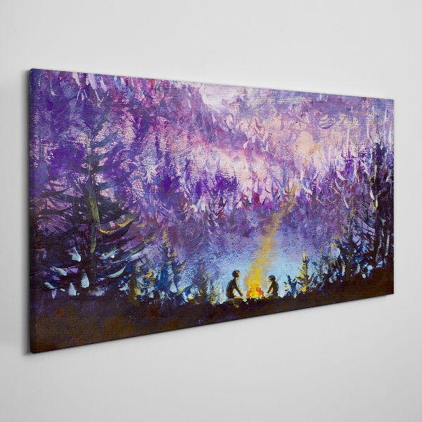 The magic of an evening campfire in the forest Canvas wall art