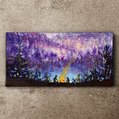 The magic of an evening campfire in the forest Canvas wall art