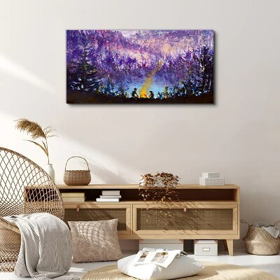 The magic of an evening campfire in the forest Canvas wall art