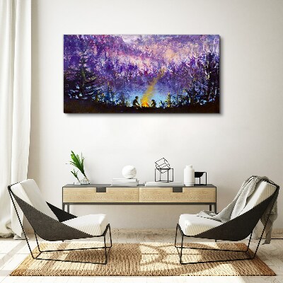 The magic of an evening campfire in the forest Canvas wall art