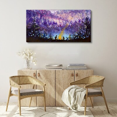 The magic of an evening campfire in the forest Canvas wall art
