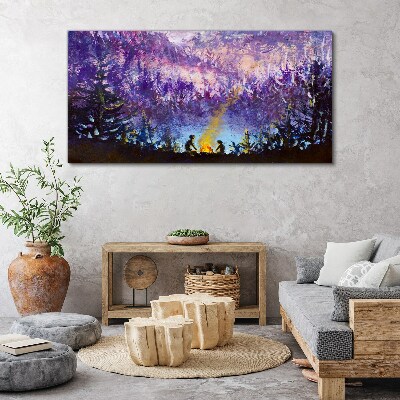 The magic of an evening campfire in the forest Canvas wall art