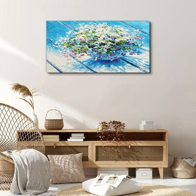 Floral composition on a blue background Canvas wall art