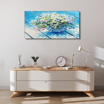 Floral composition on a blue background Canvas wall art