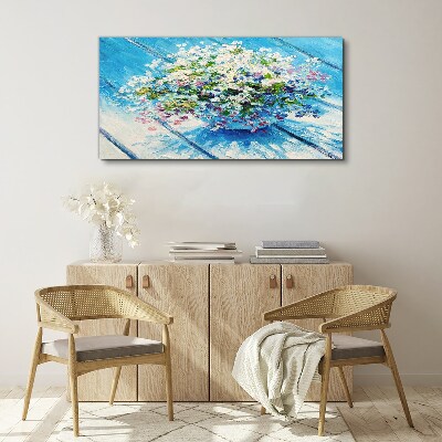 Floral composition on a blue background Canvas wall art