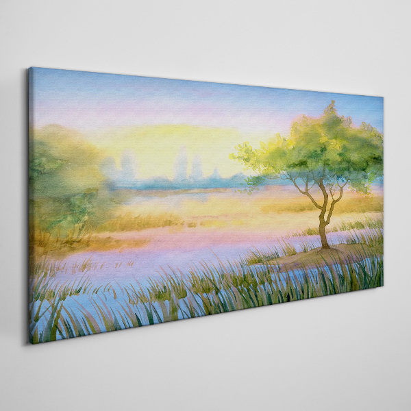 Morning calm by the lake Print on canvas