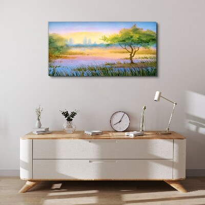 Morning calm by the lake Print on canvas