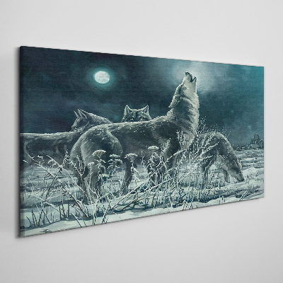 Wolves Under the Moon Canvas wall art