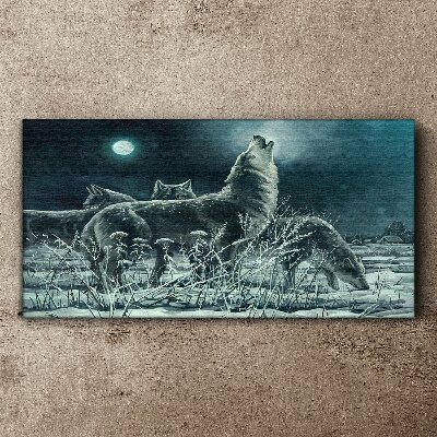 Wolves Under the Moon Canvas wall art