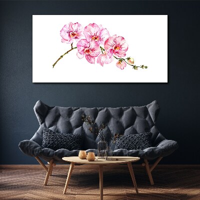 Pink orchids on a white background Print on canvas