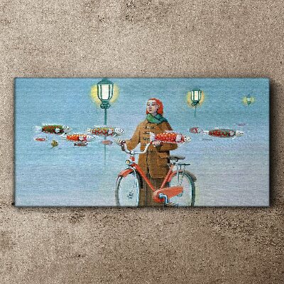 A cyclist's fish trip Canvas wall art