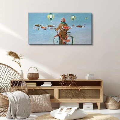 A cyclist's fish trip Canvas wall art