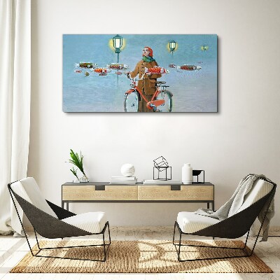 A cyclist's fish trip Canvas wall art
