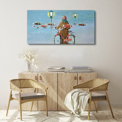 A cyclist's fish trip Canvas wall art