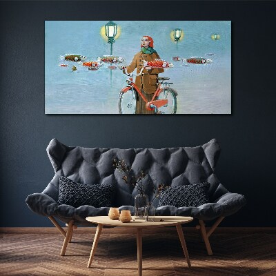 A cyclist's fish trip Canvas wall art