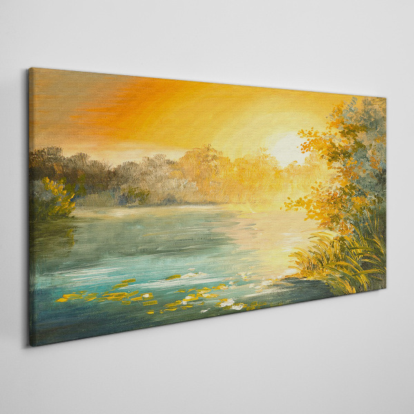 Golden hour on the river Print on canvas