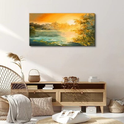 Golden hour on the river Print on canvas
