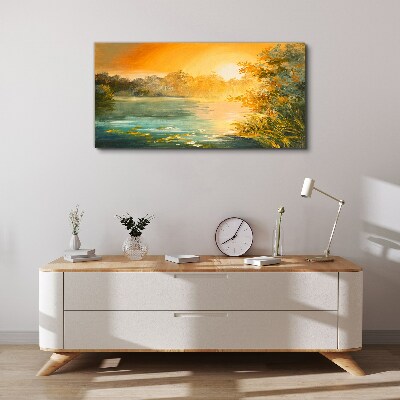 Golden hour on the river Print on canvas