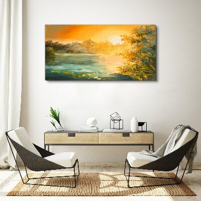 Golden hour on the river Print on canvas