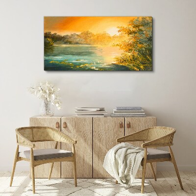 Golden hour on the river Print on canvas