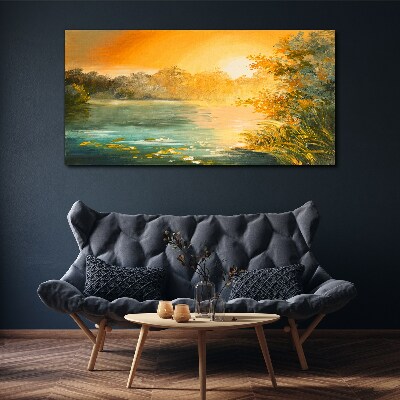 Golden hour on the river Print on canvas