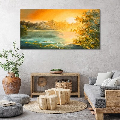 Golden hour on the river Print on canvas