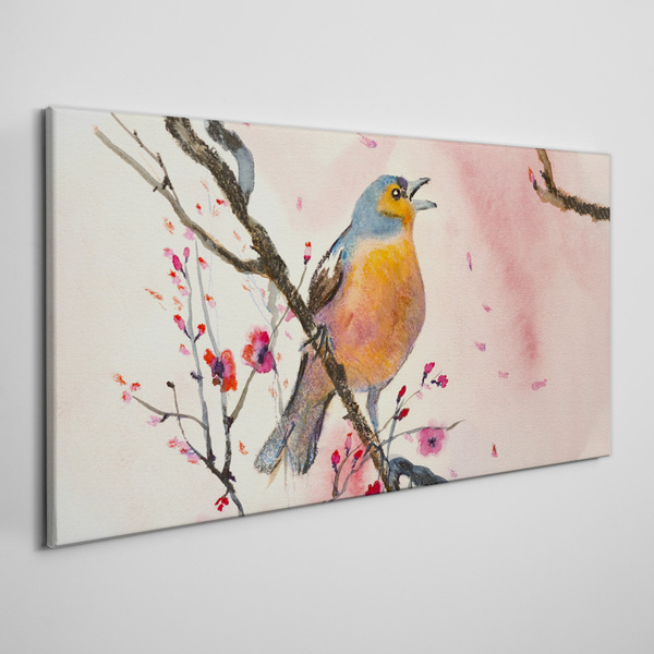 A singing bird in a spring landscape Print on canvas