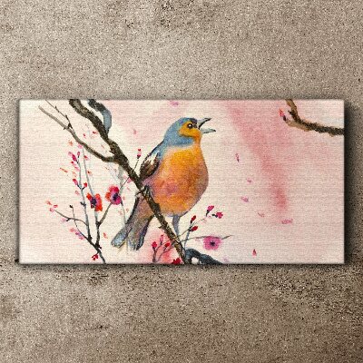A singing bird in a spring landscape Print on canvas